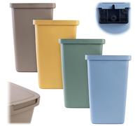 KADAX Juego de 4 contenedores de basura de 20L, contenedores de basura de plástico con tapa y asa, cubo de basura para separación de residuos, contenedor de basura con tapa abatible (Marrón, Verde