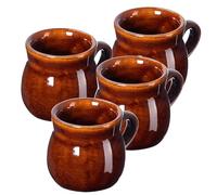 KADAX Juego de 4 vasos de barro, 250 ml, tazas de cerámica con asa para vino caliente, hidromiel y té, taza de cerámica hecha a mano, taza de Navidad, taza de vino caliente de arcilla