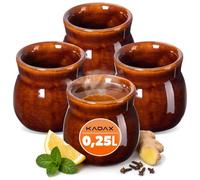 KADAX Juego de 4 vasos de barro, 250 ml, tazas de cerámica para vino caliente, café y té, tazas de cerámica hechas a mano, vasos de Navidad, vasos de vino caliente de arcilla
