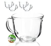 KADAX Juego de 4 vasos de té con asa de 480 ml, aptos para lavavajillas, para bebidas frías y calientes, tazas de café, zumo y tazas de cristal (480 ml)