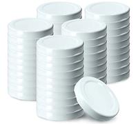KADAX Juego de 50 tapas de rosca TO53 para vasos de 53 mm, color blanco, tapas de repuesto para vasos de 115 ml y botellas de zumo, herméticas y aptas para lavavajillas