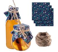 KADAX Juego de 50 tapetes decorativos para tarros de mermelada con cordón de yute para tarros de mermelada, tapas de papel para mermelada (estrellas, 50 unidades)