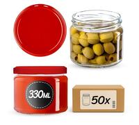 KADAX Juego de 50 tarros para mermelada (330 ml, TO82), color rojo