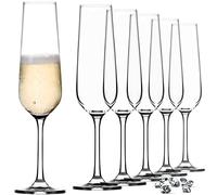 KADAX Juego de 6 Copas de Champán de Cristal, 200 ml, para Casa y Fiesta, Flauta Alta y Transparente de Cava