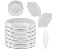 KADAX Juego de 6 platos de postre blancos con borde dorado, platos de cristal reforzado, platos de desayuno modernos, platos llanos para tartas (blanco/dorado)