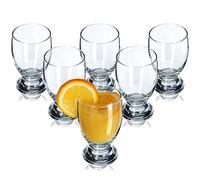KADAX Juego de 6 vasos de agua, juego de vasos decorativos, vasos transparentes con tallo, vasos de zumo con paredes gruesas, vasos para agua, limonada (250 ml, Marie)