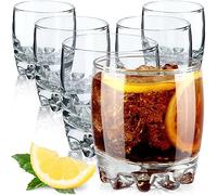 KADAX Juego de 6 vasos de agua, vasos de zumo de vidrio, vasos robustos para agua, zumo, jardín, fiesta, bebidas, cerveza, vasos universales, copas de cóctel, vasos de bebida (Nadia, 300 ml)