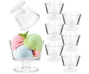 KADAX Juego de 6 vasos de helado de cristal, 290 ml, vasos de postre con pie, cuencos para helados, postres y frutas, copas de hielo, cuencos de postre, aptos para lavavajillas (modelo 1)
