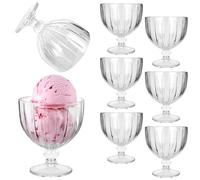 KADAX Juego de 6 vasos de helado de cristal, 390 ml, vasos de postre con pie, cuencos para helados, postres y frutas, copas de hielo, cuencos de postre, aptos para lavavajillas (modelo 6)