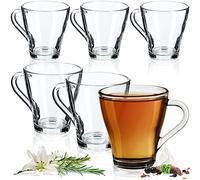 KADAX Juego de 6 vasos de té, vasos con asa, vasos de agua, vasos de zumo, vasos de cristal, juego de vasos para té, café, agua, bebida, té helado, zumo, jardín, vasos para beber, aptos para