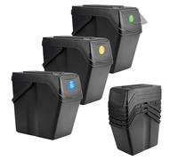 KADAX Juego de cubos de basura para separación de residuos de plástico, cubo de basura con tapa hermética, clasificador de basura, cubo de basura con asas móviles (negro, 3 x 25 L)