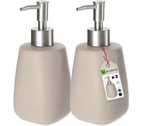 KADAX Juego de Dispensadores de Jabón Líquido con Capacidad de 400 ml, Dosificadores Cerámicos con Acabado Mate para Baño y Cocina (Beige, 2)