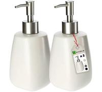 KADAX Juego de Dispensadores de Jabón Líquido con Capacidad de 400 ml, Dosificadores Cerámicos con Acabado Mate para Baño y Cocina (Blanco, 2)