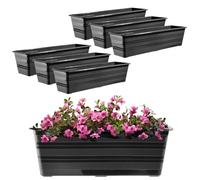 KADAX Juego de jardineras de 6 x 60 cm, color antracita, maceta para balcón de plástico, resistente a la intemperie, maceta, barandilla para flores