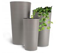 KADAX Juego de maceteros ecológicos, con inserto, 19+25+30 cm, gris
