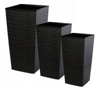 KADAX juego de maceteros, macetero de plástico, 25+30+35 cm, negro