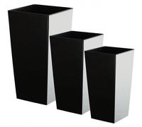 KADAX Juego de maceteros Smooth, macetero de plástico, 19+25+30 cm, negro