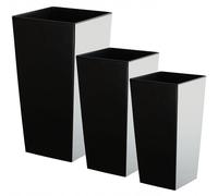 KADAX Juego de maceteros Smooth, macetero de plástico, 19+25+30 cm, negro