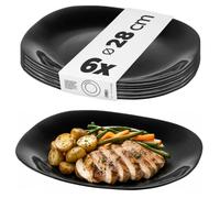 KADAX Juego de platos llanos negros para lavavajillas, platos llanos de cristal reforzado, vajilla moderna para casa y restaurante (negro/6 unidades)