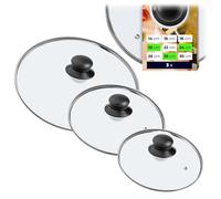KADAX Juego de tapa de cristal, tapa de olla de cristal, 14-30 cm, tapa resistente al calor para olla, sartén, tapa de sartén con mango de plástico, tapa universal (20 + 24 + 28 cm)