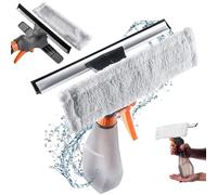 KADAX Limpiador de ventanas con botella de lavavajillas, limpiador de ventanas compacto con almohadilla de microfibra, limpiador en spray para limpieza de ventanas, limpiador de ventanas, aspirador de