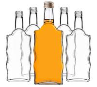 KADAX - Lote de 10 botellas de vidrio de 500 ml, vacías, con tapón de rosca, pequeñas botellas de licor para rellenar, botellas decorativas (doradas)