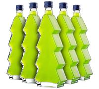 KADAX - Lote de 10 botellas de vidrio en forma de árbol de Navidad, 500 ml, con tapón de rosca, botellas de licor, vacías para rellenar, azules