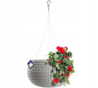 KADAX Macetero colgante con cadena y gancho, maceta colgante para flores de rancho, maceta con inserción, protección para plantas interior y exterior (diámetro 32 cm, gris claro)