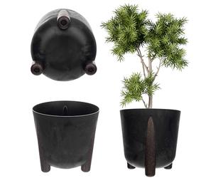 KADAX Maceta con inserto interior, maceta de plástico, maceta redonda, maceta decorativa para interior y exterior (negro, 26 cm), K9905