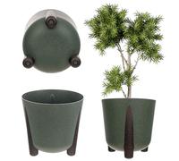 KADAX Maceta con inserto interior, maceta de plástico, maceta redonda, maceta decorativa para uso en interiores y exteriores (verde, 26 cm)