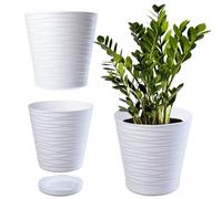 KADAX Maceta con platillo, para Flores, Plantas, casa, macetero (13 cm, Blanco)