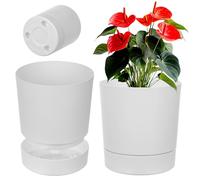 KADAX Maceta con plato, diámetro 27,5 cm, maceta de plástico para interiores, maceta con superficie mate para plantas de interior (blanco)