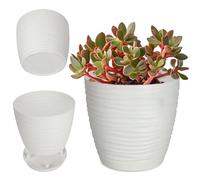 KADAX Maceta con plato, maceta para interiores, maceta ligera de plástico, maceta para flores, plantas, hogar, habitación, maceta (15 cm, blanco)