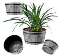 KADAX Maceta de 50 cm de diámetro, de plástico resistente a la intemperie, redonda en imitación de madera, maceta decorativa para jardín, balcón, terraza (gris claro)