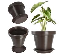 KADAX Maceta de plástico con platillo, 55 cm, marrón oscuro