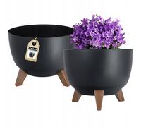 Maceta de plástico KADAX con soportes de inserción, redonda, 29 cm, negra