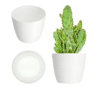KADAX Maceta de plástico de 11 a 19 cm, 7 colores, maceta simple, maceta moderna, resistente para macetas, maceta redonda (17 cm), color blanco