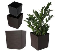 KADAX Maceta de plástico para jardín, resistente a la intemperie, para balcón, terraza, interior, maceta ligera con inserto, altura de 19 cm, color marrón