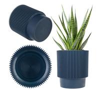 KADAX Maceta decorativa de plástico, maceta redonda para interior y exterior, maceta moderna para plantas de interior (azul oscuro, 15,5 cm)