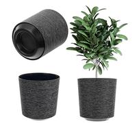 KADAX Maceta decorativa, maceta redonda, maceta de plástico, maceta para cultivo de plantas, maceta para hierbas para interior y exterior (negro, 30 cm), K9891