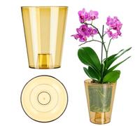 KADAX Maceta Delgada para Orquídeas, Sencilla para Marihuana, Margarita - Cocina y Salón (12 cm, Redonda, Miel)