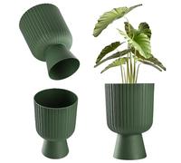 KADAX Maceta en forma de cáliz - Maceta de plástico en 2 tamaños - Maceta de flores en 5 colores para balcón, terraza, alféizar de la ventana, copa - Cubre-maceta (14 cm, verde)