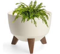KADAX Maceta lisa de plástico con tres soportes, 24 cm, crema