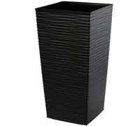 KADAX Macetero Alto de Diseño Moderno para Plantas de Interior y Exterior, Maceta Grande de Plástico, Jardinera Alta (Negro, Texturizado, 46.5 cm)