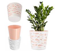 KADAX Maceta, macetero, Maceta Redonda de plástico, Maceta para Flores, Plantas, balcón, Maceta para Interiores, Maceta Ligera, Maceta Moderna (17 cm, Color melocotón)