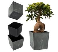 KADAX Macetero de plástico resistente a la intemperie para balcón, terraza, interior, maceta ligera con inserción, maceta para plantas (hormigón negro, altura: 30,5 cm), K9941