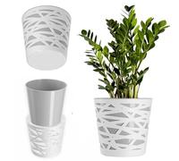 KADAX Maceta Redonda de Plástico para Flores y Plantas - Ligera y Moderna para Interiores y Balcón (17 cm, Gris)