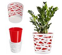 KADAX Maceta Redonda de Plástico para Flores y Plantas - Macetero Ligero y Moderno para Interiores y Balcón (13 cm, Rojo)