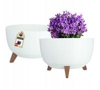 KADAX Maceta redonda para flores, 40 cm, color blanco, paquete de 2