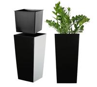 KADAX Macetero Alto de Diseño Moderno para Plantas de Interior y Exterior, Maceta Grande de Plástico, Jardinera Alta (Negro, Liso, 46.5 cm)